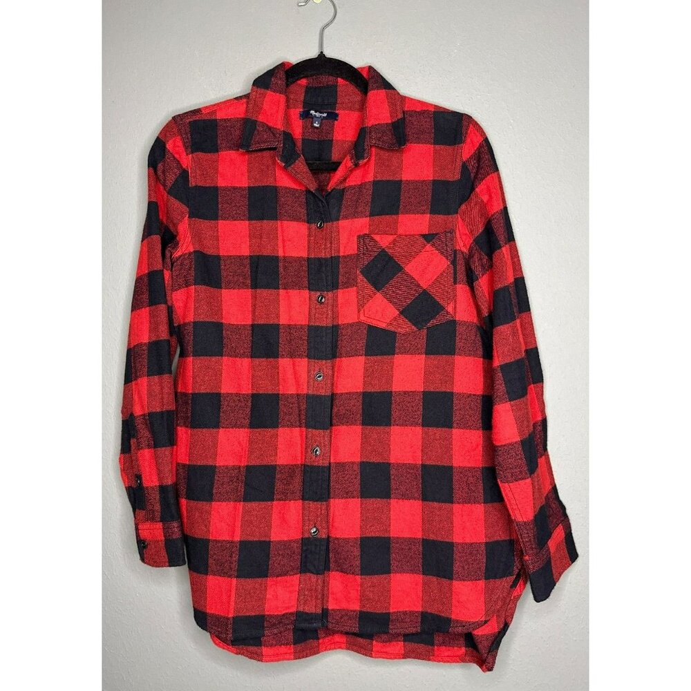 Madewell Ex-Boyfriend Button Up Shirt Red Black Buffalo Check Plaid Women's Smal